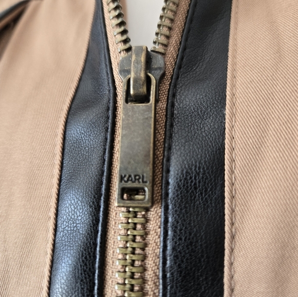 KARL LAGERGELD Tan Utility Jacket with Black Trim. Size Small - Picture 4 of 15